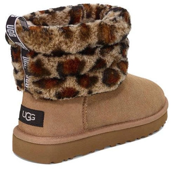 UGG Shoes - UGG Brown Boots with Animal Print Cuff